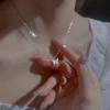 Silver Shell S925 Pure Silver Butterfly Necklace, a high-end and versatile bow necklace for women, Valentine's Day gift cross-border wholesale details Picture